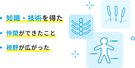 知識・技術を得た。仲間ができたこと。視野が広がった。