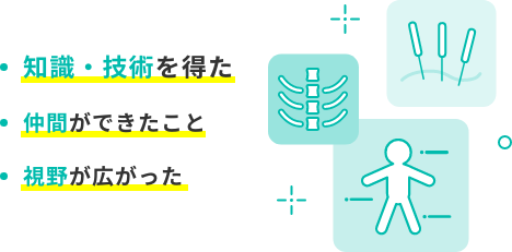 知識・技術を得た。仲間ができたこと。視野が広がった。