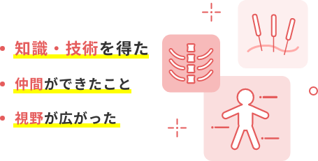 知識・技術を得た。仲間ができたこと。視野が広がった。